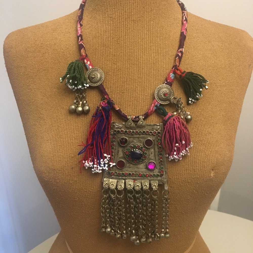 Large Multi Colored Tribal Necklace